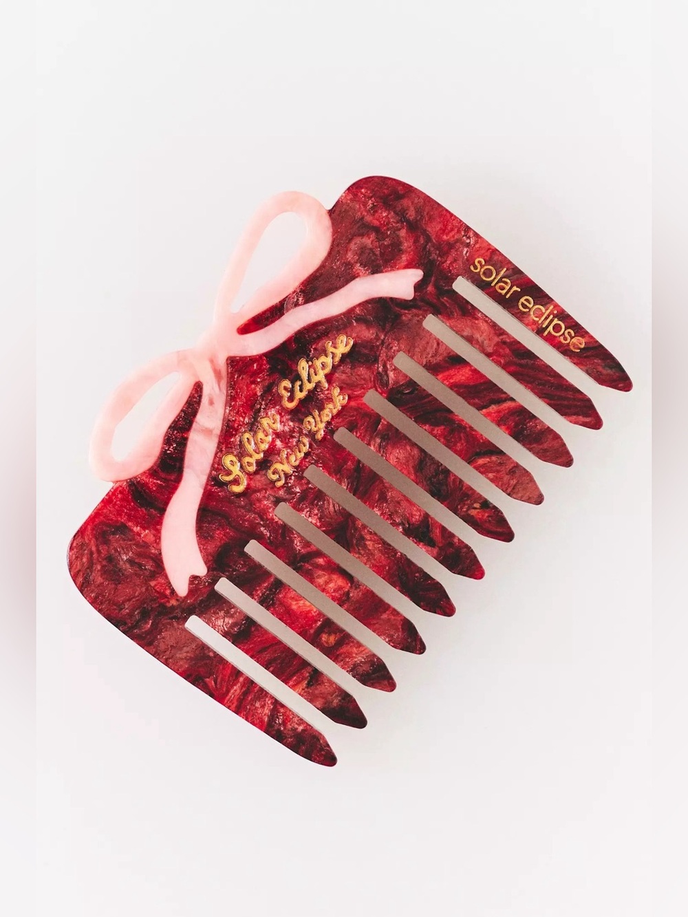 NWT  Anthropologie Solar Eclipse Handpainted Pocket Comb, Vintage Bow, Wine